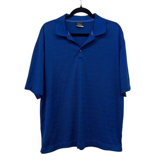 Nike Golf Shirt Polo Large Mens Dri-FIT Blue Tonal Stripe Short Sleeve Polyester - Picture 1 of 9